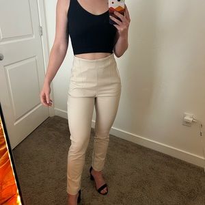 High waisted cream pants